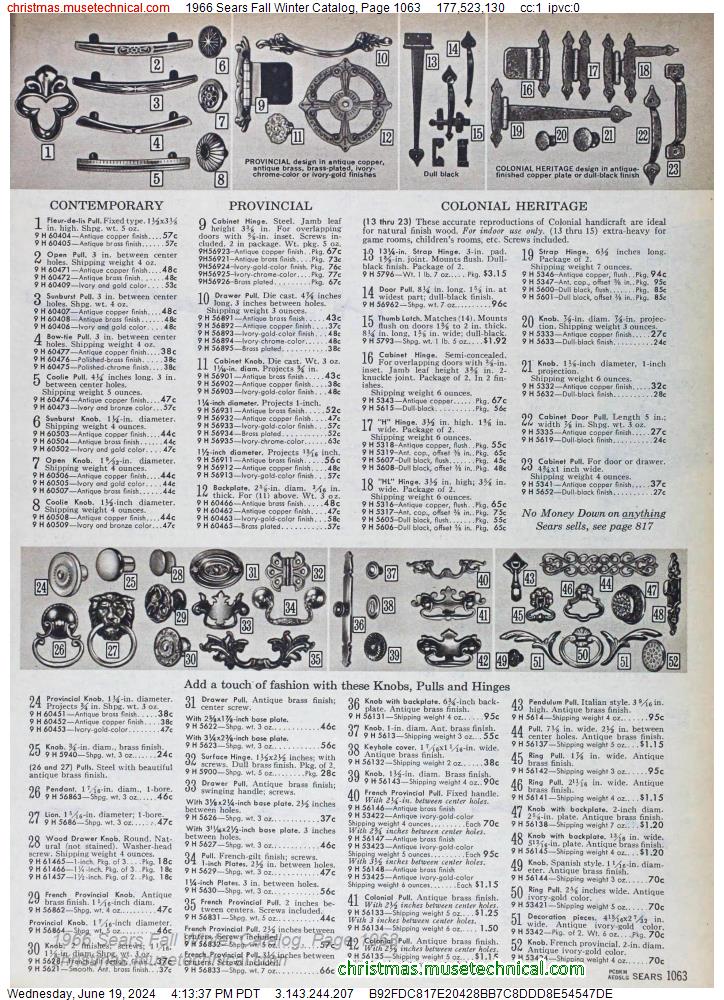 1966 Sears Fall Winter Catalog, Page 1063