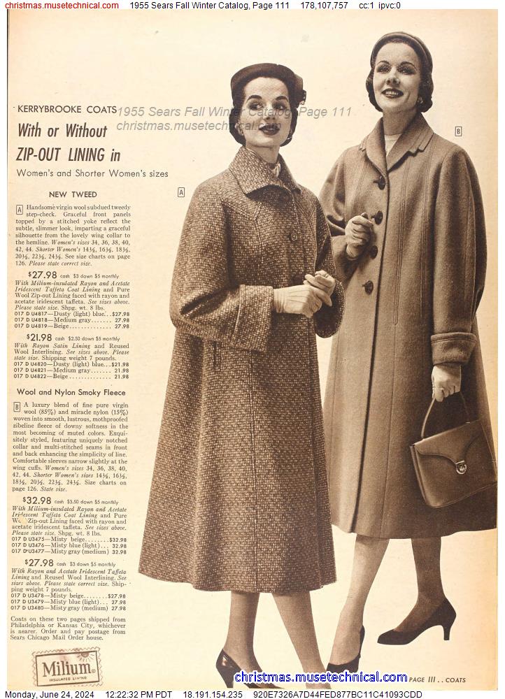 1955 Sears Fall Winter Catalog, Page 111