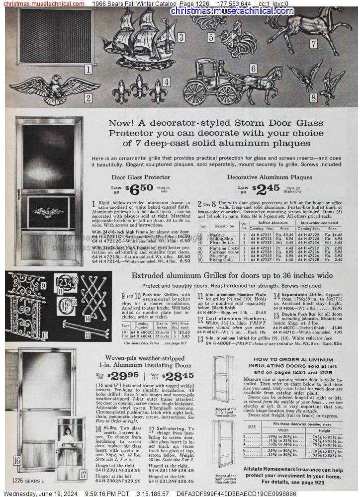 1966 Sears Fall Winter Catalog, Page 1226