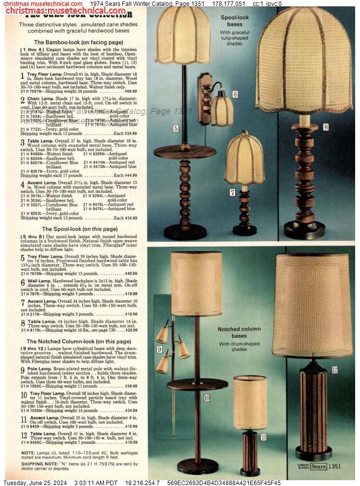 1974 Sears Fall Winter Catalog, Page 1351
