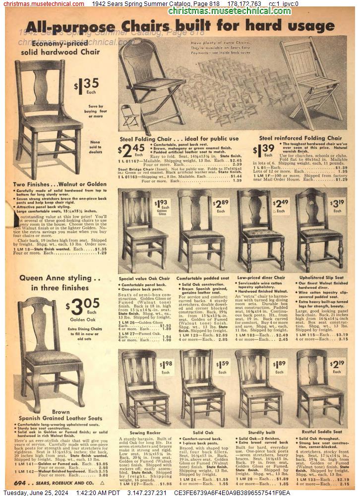 1942 Sears Spring Summer Catalog, Page 818