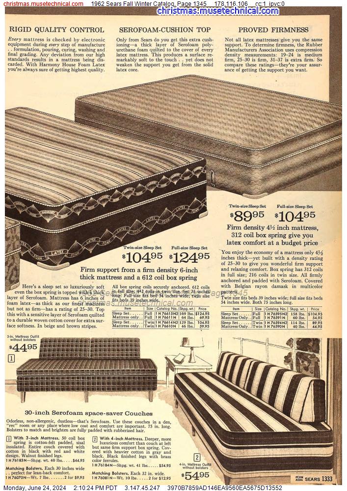 1962 Sears Fall Winter Catalog, Page 1345