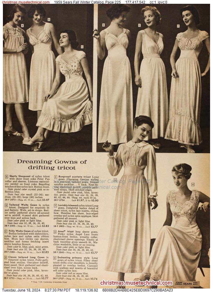 1959 Sears Fall Winter Catalog, Page 225