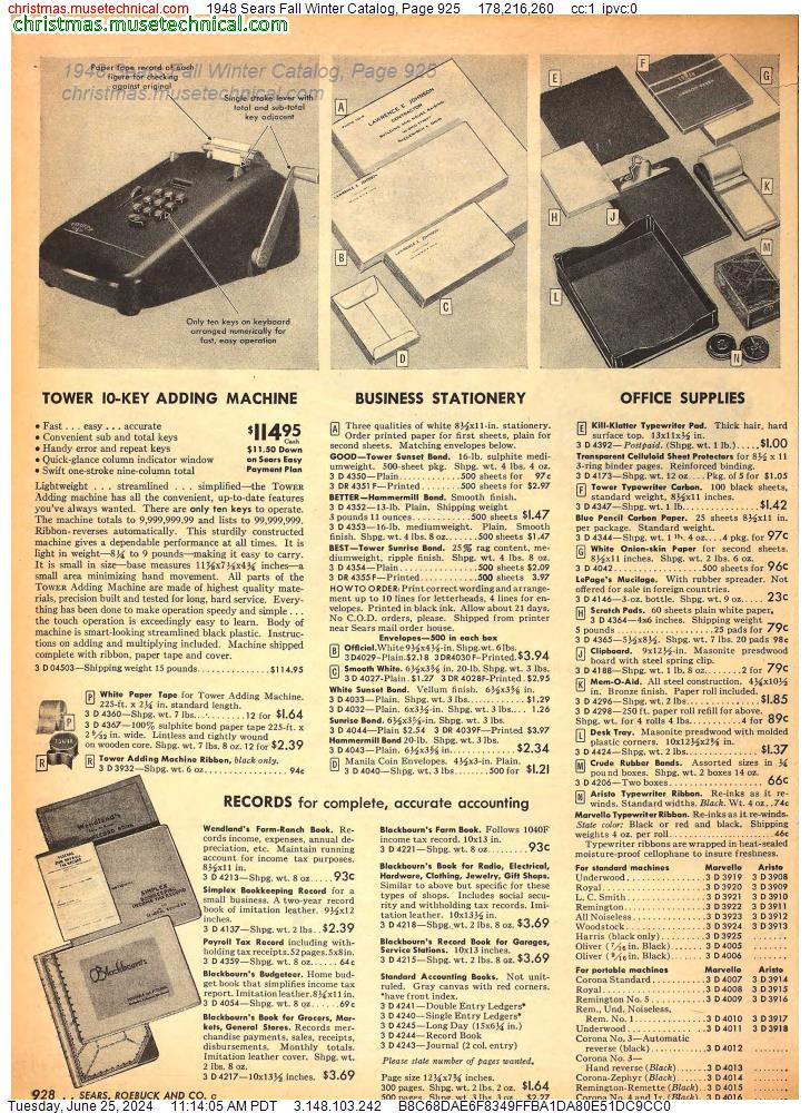 1948 Sears Fall Winter Catalog, Page 925