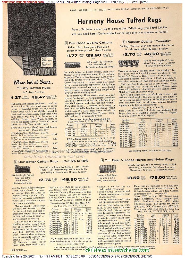 1957 Sears Fall Winter Catalog, Page 923