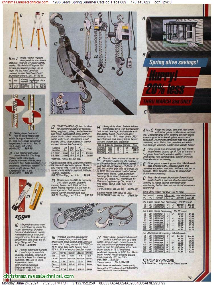 1986 Sears Spring Summer Catalog, Page 689