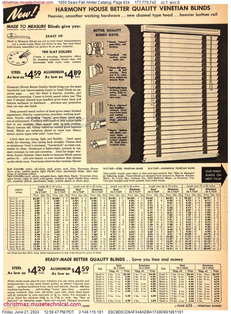 1950 Sears Fall Winter Catalog, Page 634