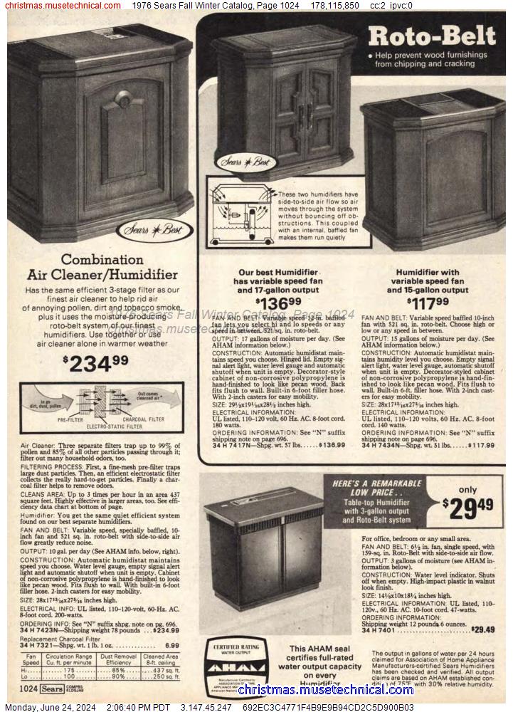 1976 Sears Fall Winter Catalog, Page 1024