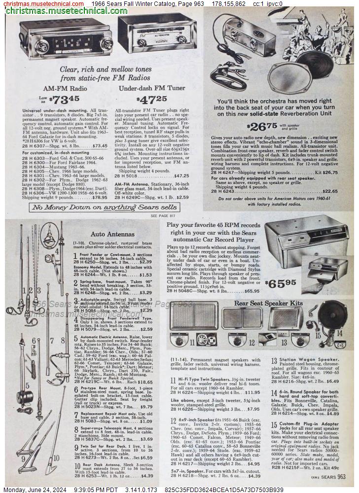 1966 Sears Fall Winter Catalog, Page 963