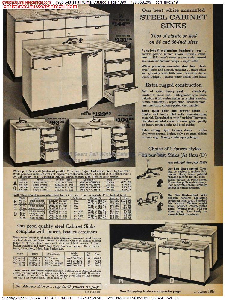 1965 Sears Fall Winter Catalog, Page 1399