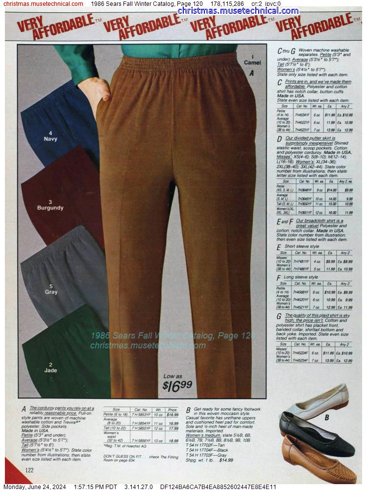 1986 Sears Fall Winter Catalog, Page 120
