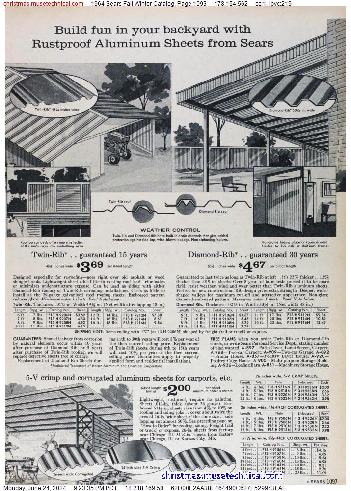 1964 Sears Fall Winter Catalog, Page 1093