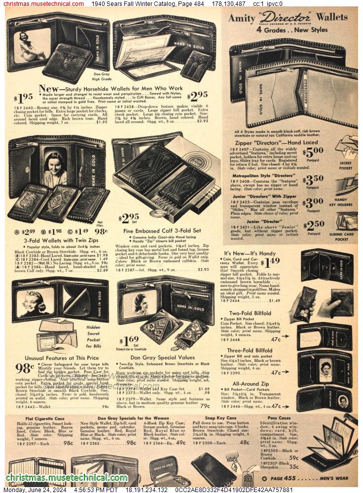 1940 Sears Fall Winter Catalog, Page 484