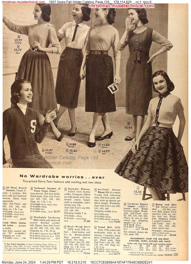 1957 Sears Fall Winter Catalog, Page 135