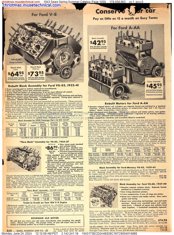 1943 Sears Spring Summer Catalog, Page 1059