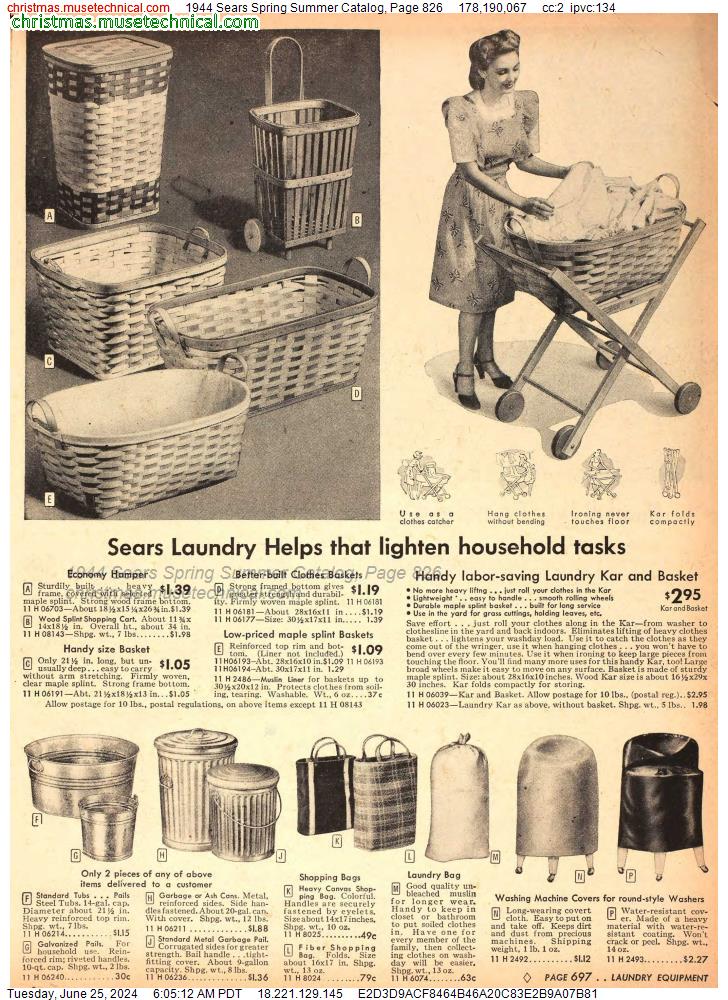 1944 Sears Spring Summer Catalog, Page 826