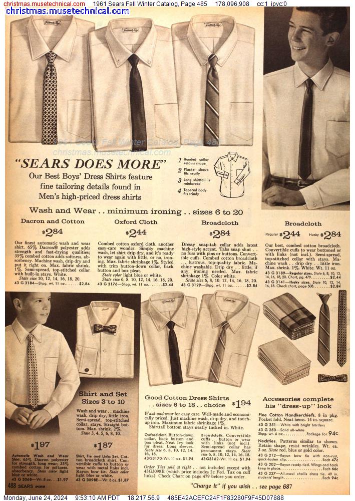 1961 Sears Fall Winter Catalog, Page 485