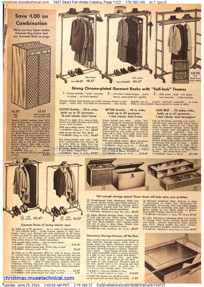 1957 Sears Fall Winter Catalog, Page 1123