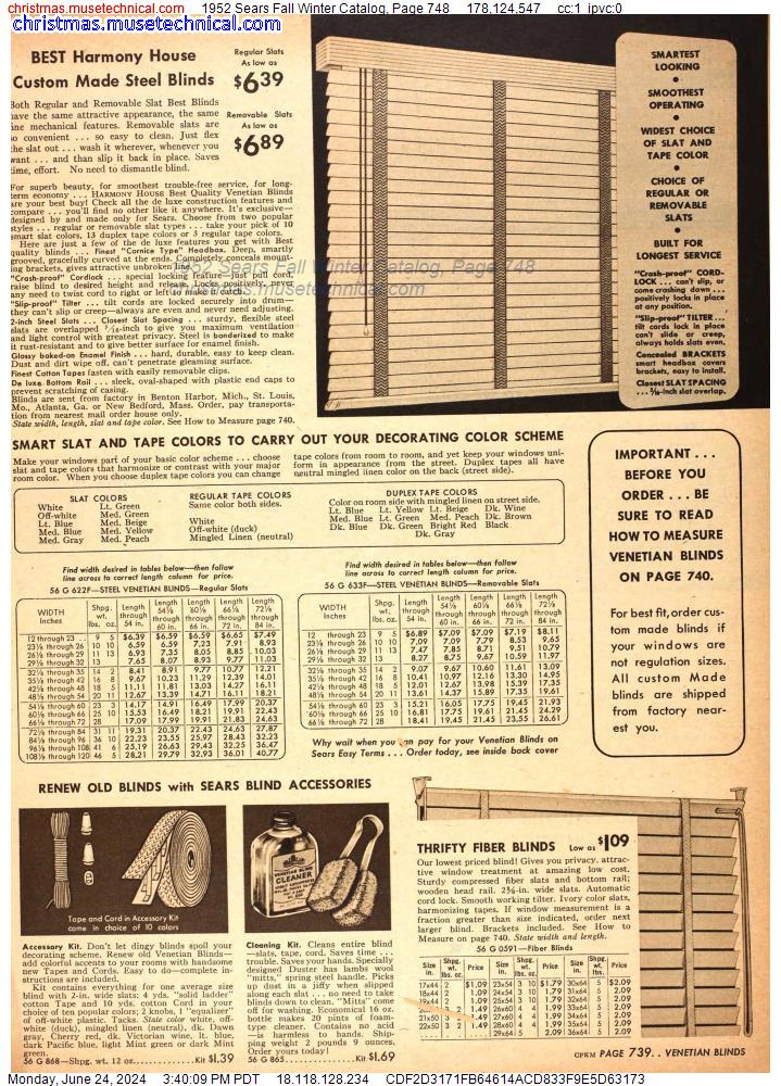 1952 Sears Fall Winter Catalog, Page 748