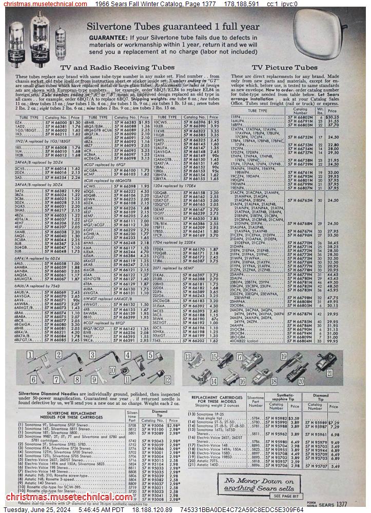 1966 Sears Fall Winter Catalog, Page 1377