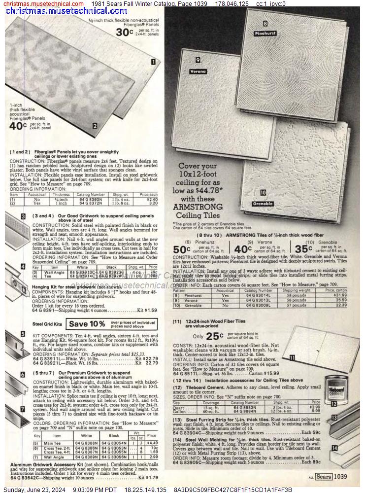 1981 Sears Fall Winter Catalog, Page 1039