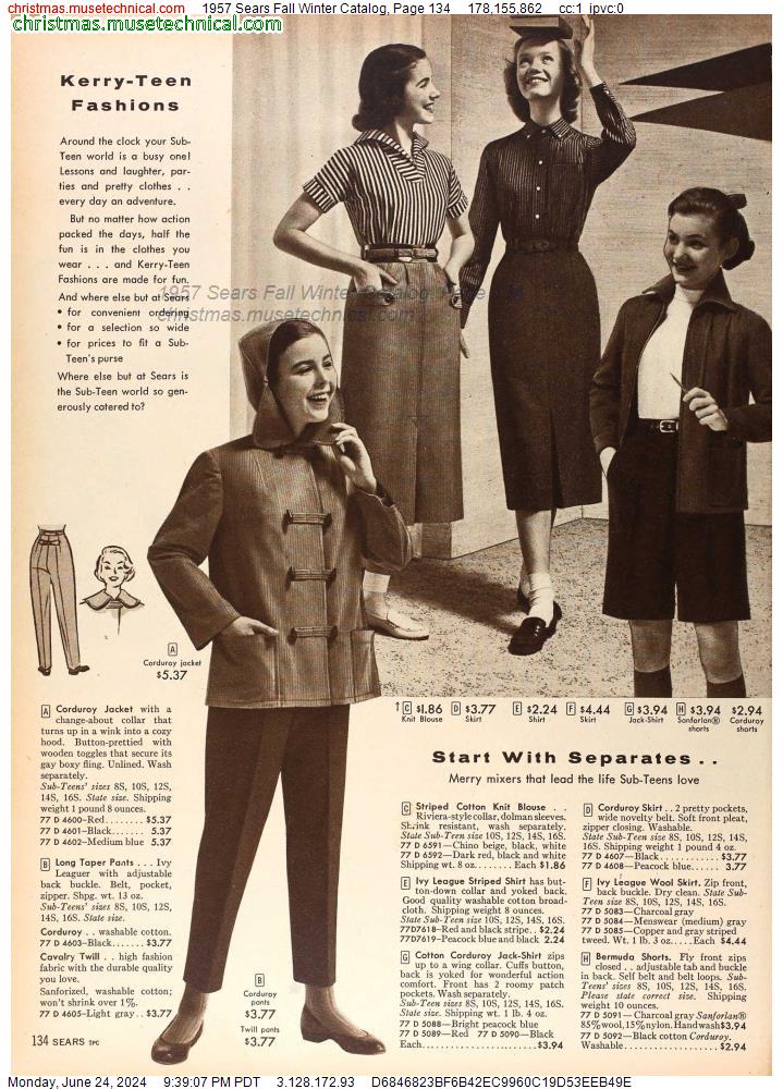 1957 Sears Fall Winter Catalog, Page 134
