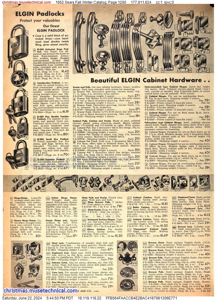 1952 Sears Fall Winter Catalog, Page 1290