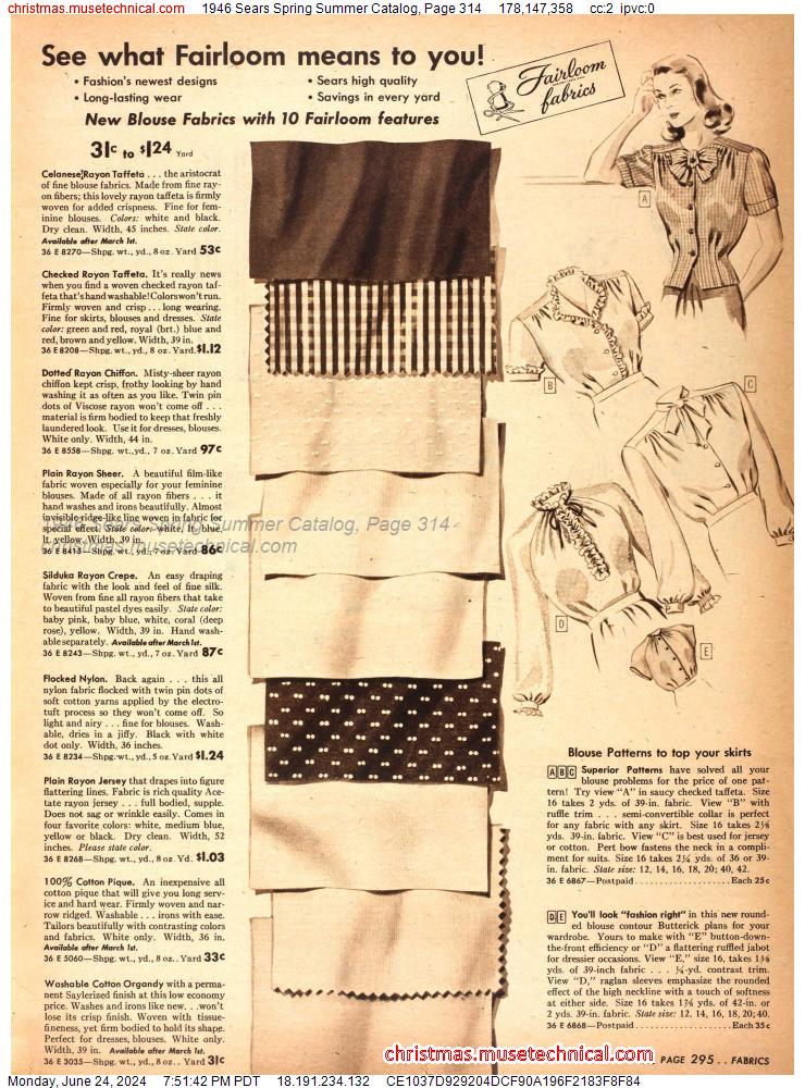 1946 Sears Spring Summer Catalog, Page 314