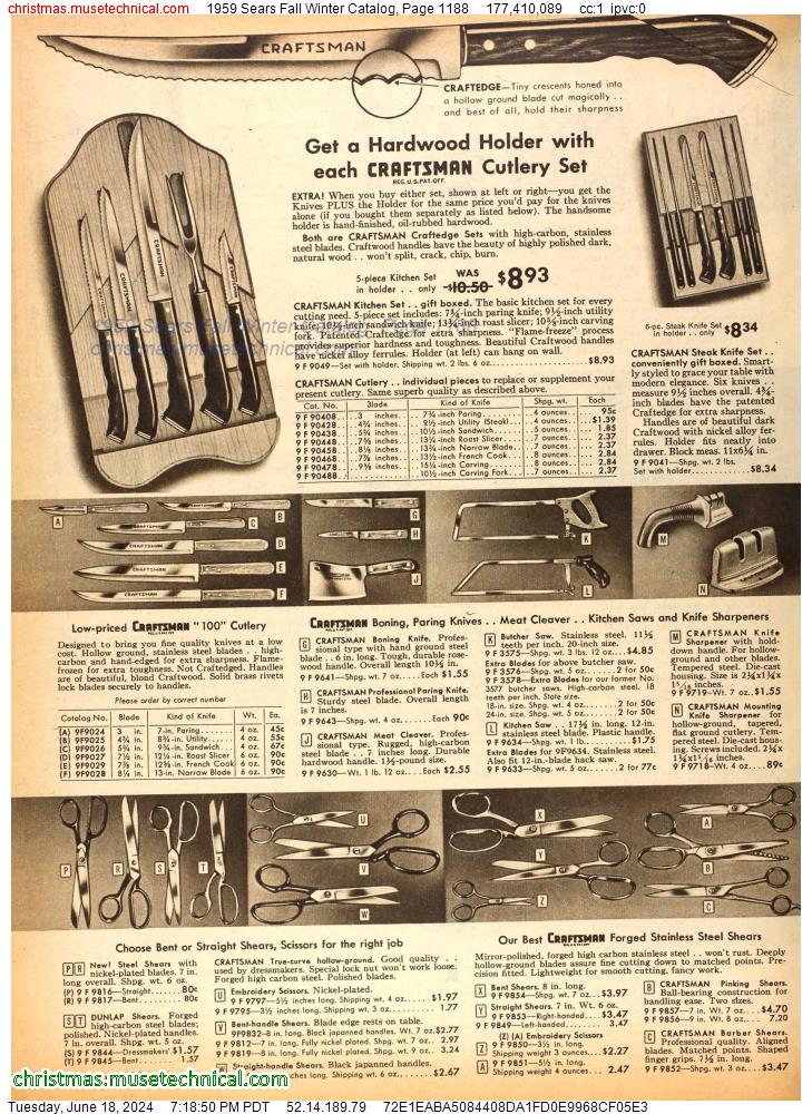 1959 Sears Fall Winter Catalog, Page 1188