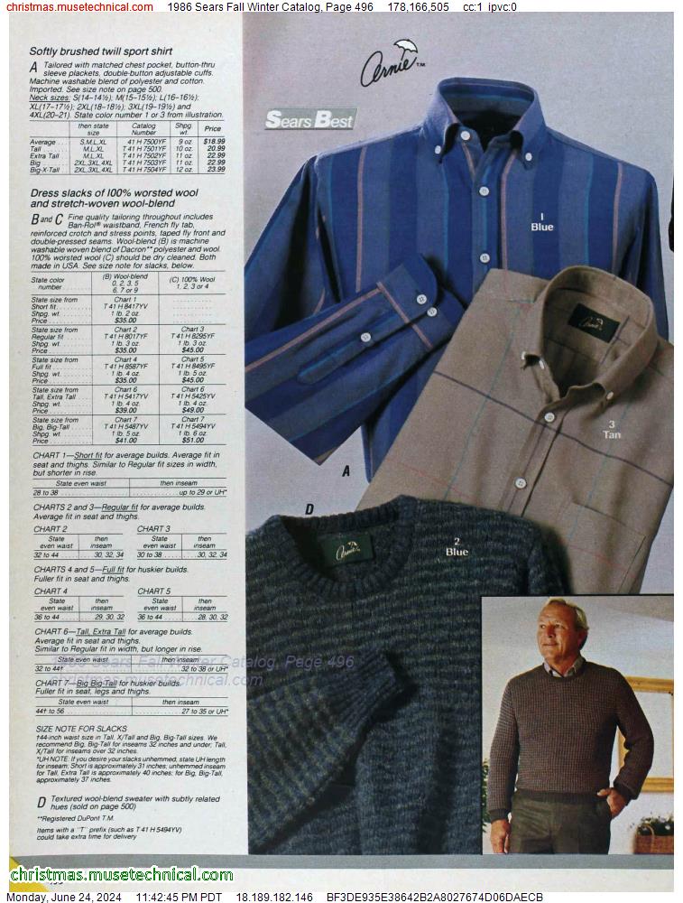 1986 Sears Fall Winter Catalog, Page 496