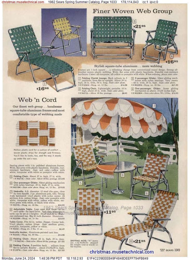 1962 Sears Spring Summer Catalog, Page 1033