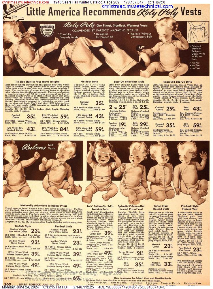 1940 Sears Fall Winter Catalog, Page 269