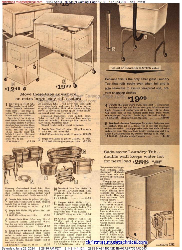 1963 Sears Fall Winter Catalog, Page 1290
