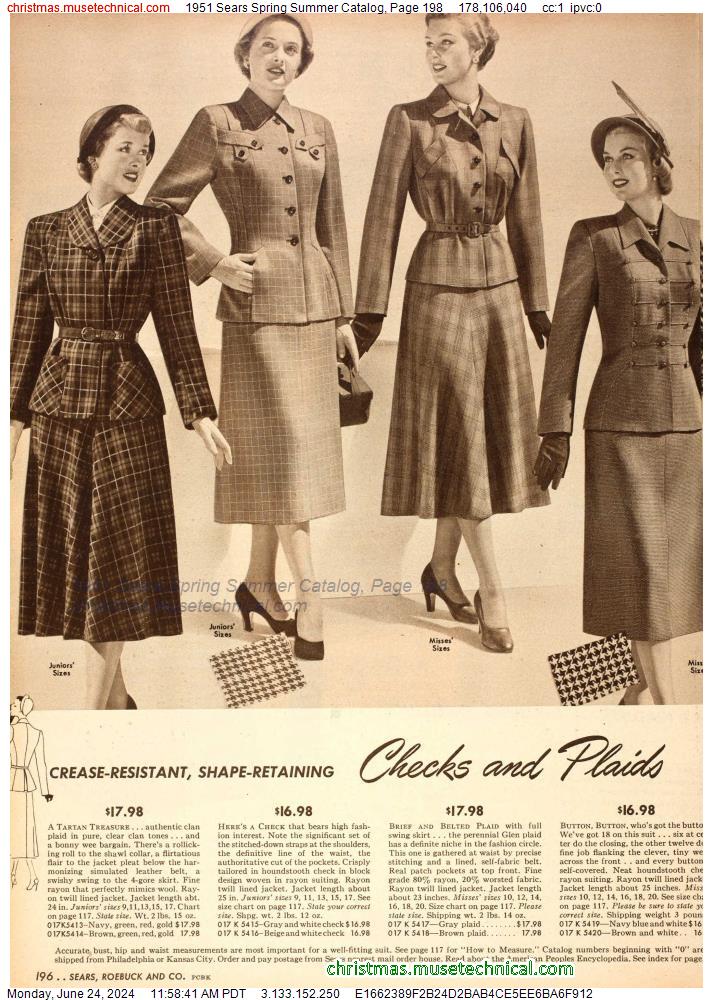 1951 Sears Spring Summer Catalog, Page 198