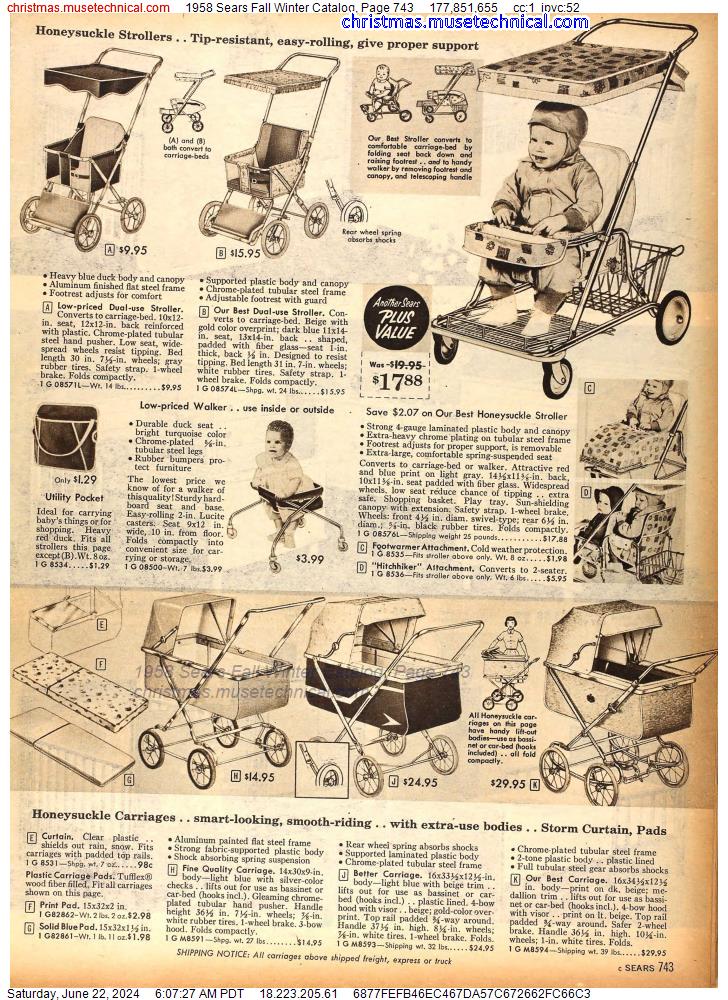 1958 Sears Fall Winter Catalog, Page 743