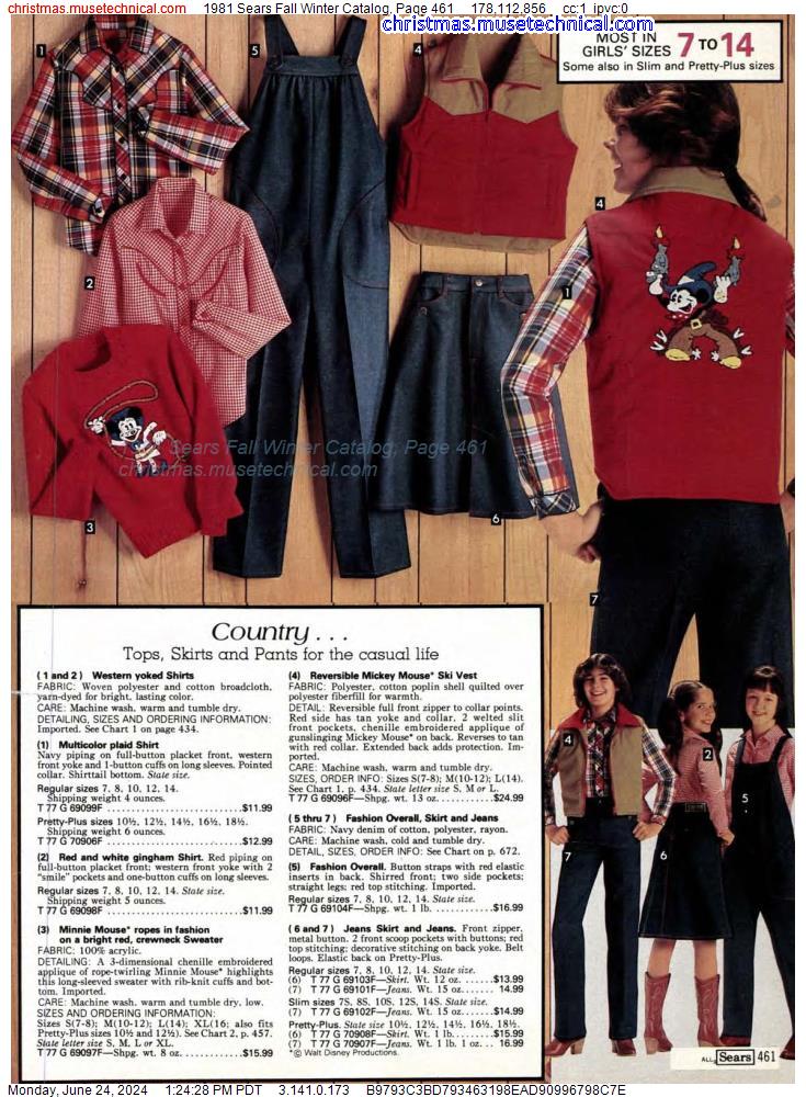 1981 Sears Fall Winter Catalog, Page 461