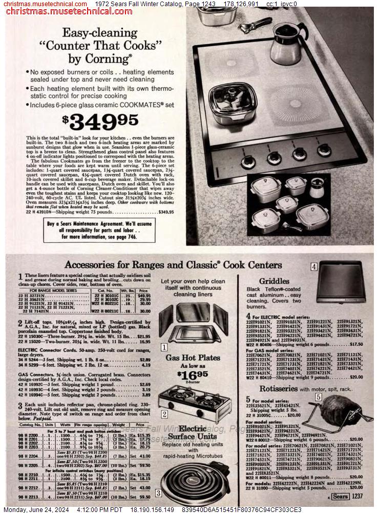 1972 Sears Fall Winter Catalog, Page 1243
