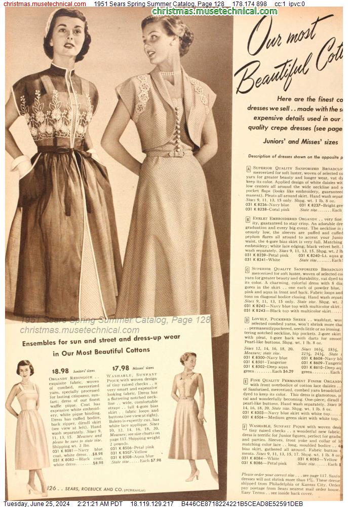 1951 Sears Spring Summer Catalog, Page 128