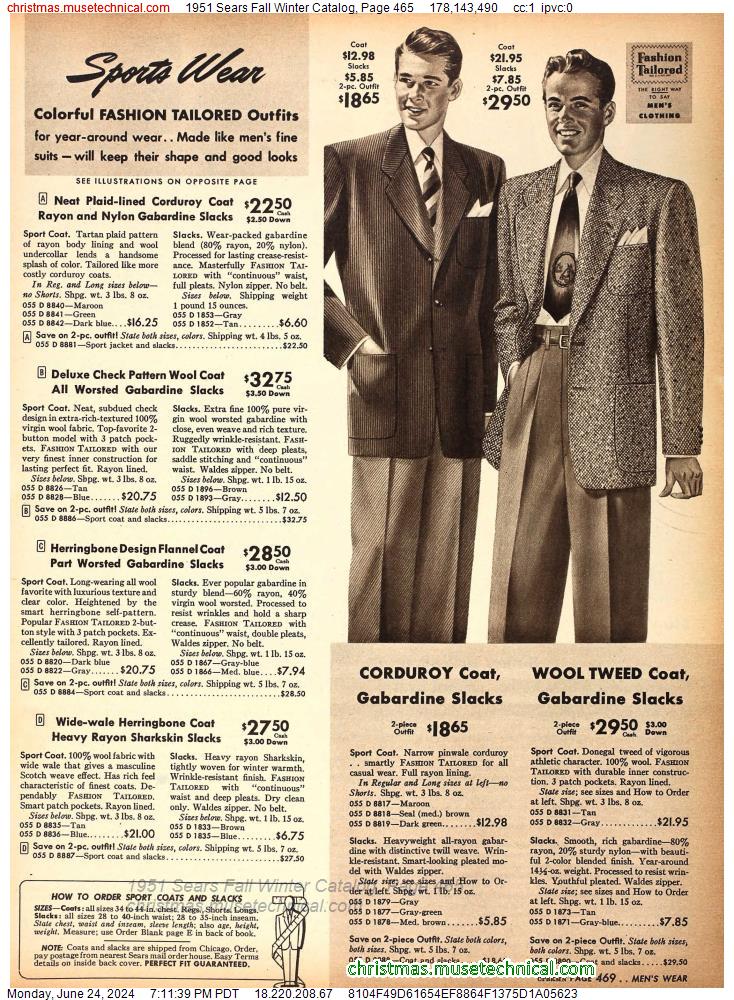 1951 Sears Fall Winter Catalog, Page 465
