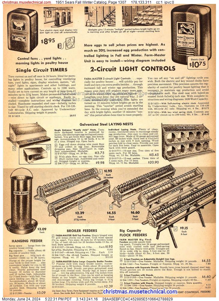 1951 Sears Fall Winter Catalog, Page 1307