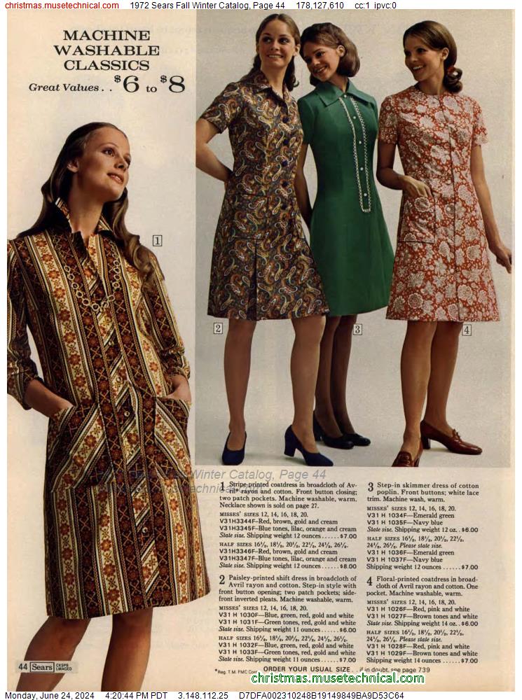 1972 Sears Fall Winter Catalog, Page 44