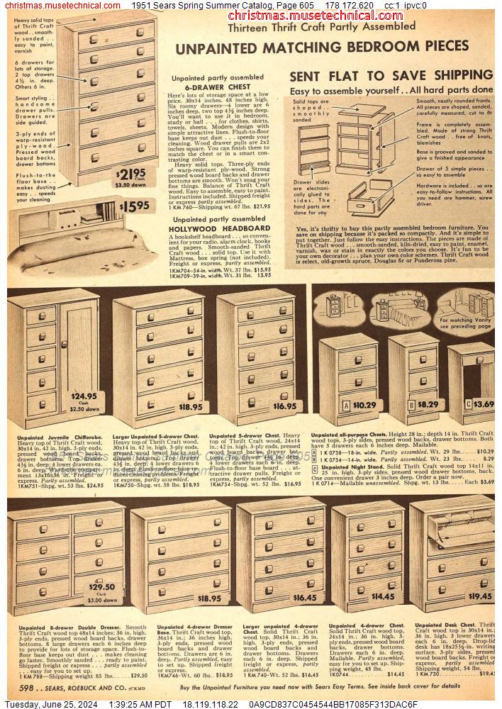 1951 Sears Spring Summer Catalog, Page 605