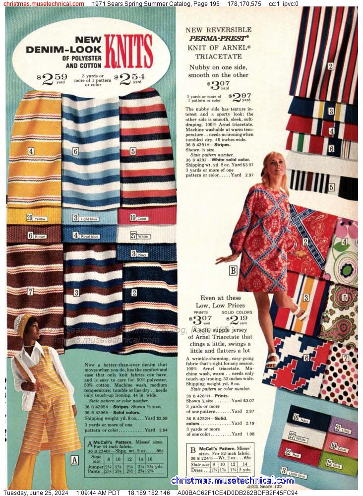 1971 Sears Spring Summer Catalog, Page 195