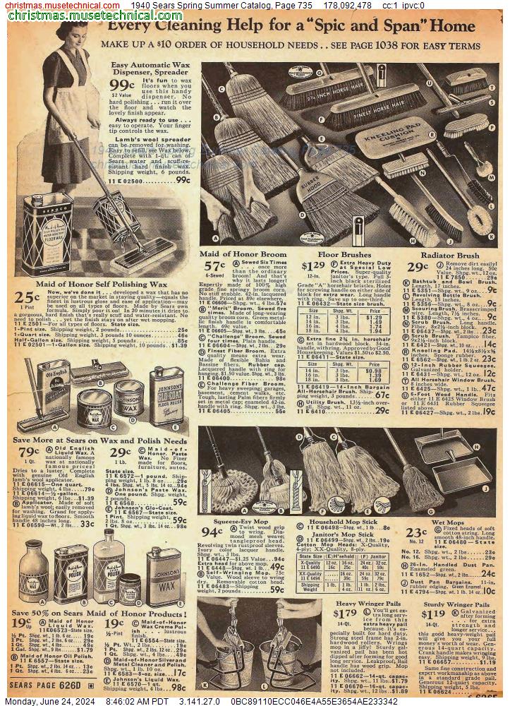 1940 Sears Spring Summer Catalog, Page 735