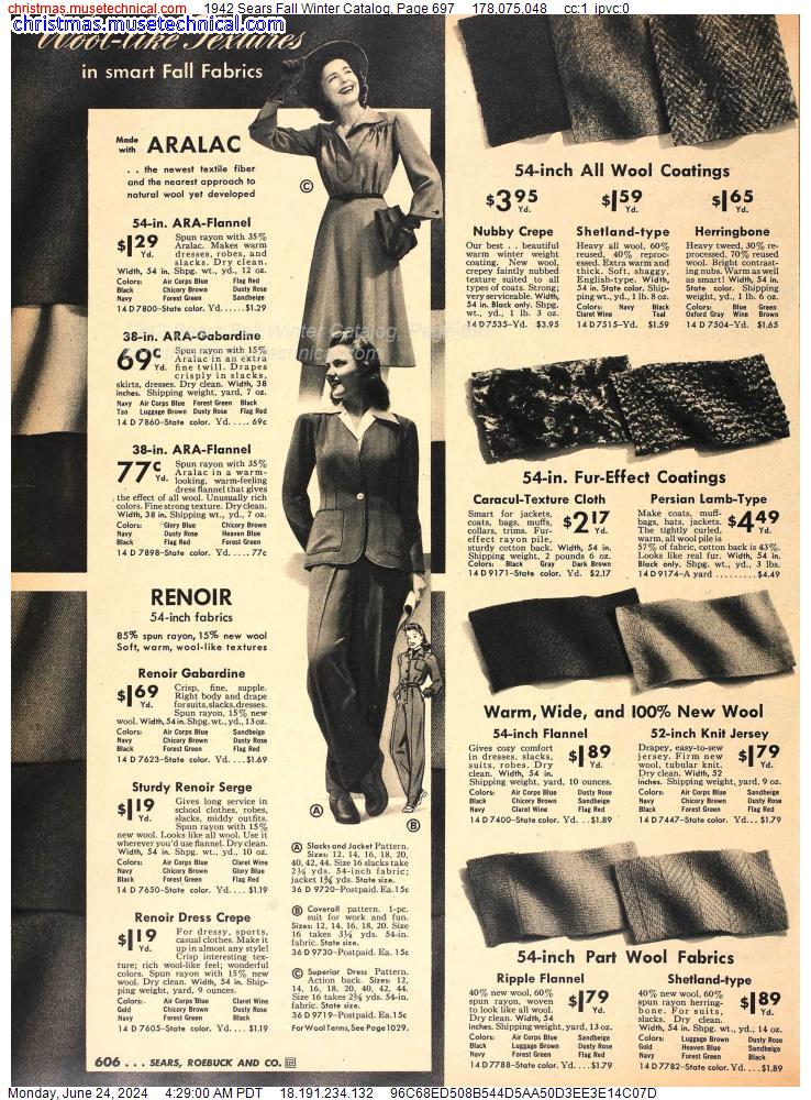 1942 Sears Fall Winter Catalog, Page 697