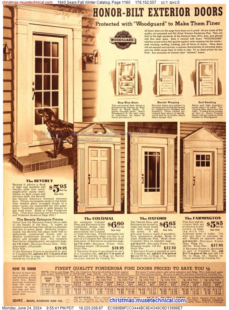 1940 Sears Fall Winter Catalog, Page 1160