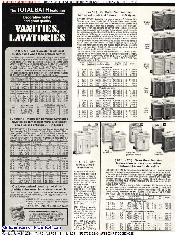 1982 Sears Fall Winter Catalog, Page 1202