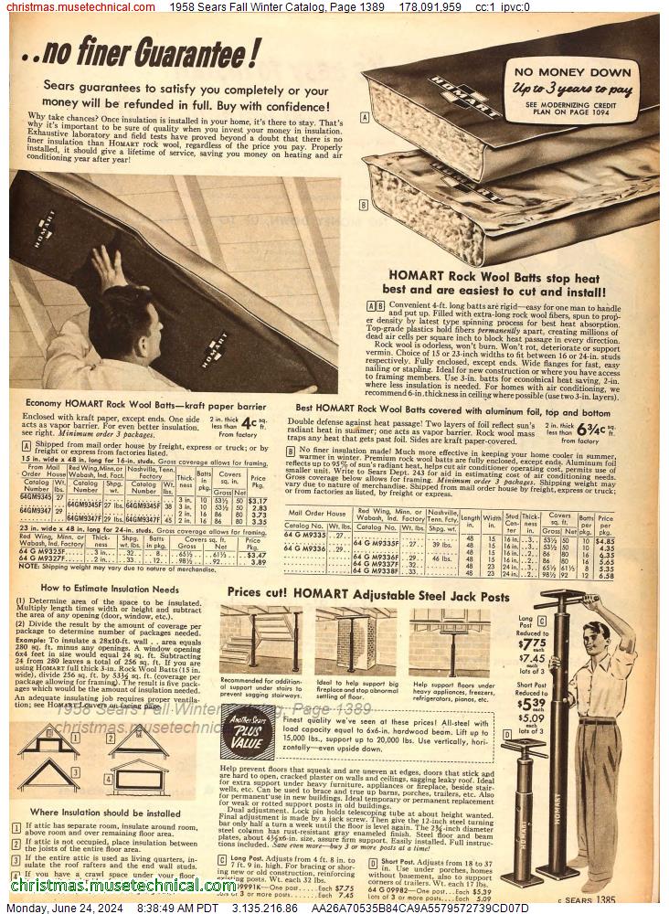 1958 Sears Fall Winter Catalog, Page 1389
