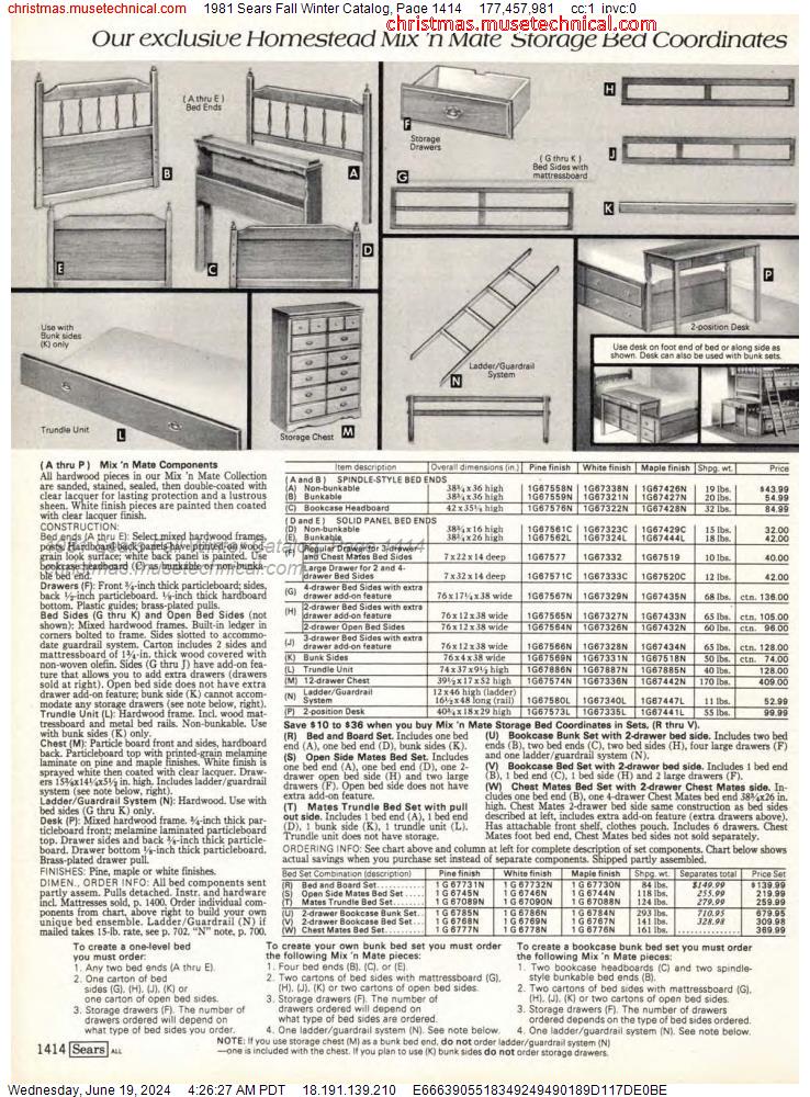 1981 Sears Fall Winter Catalog, Page 1414