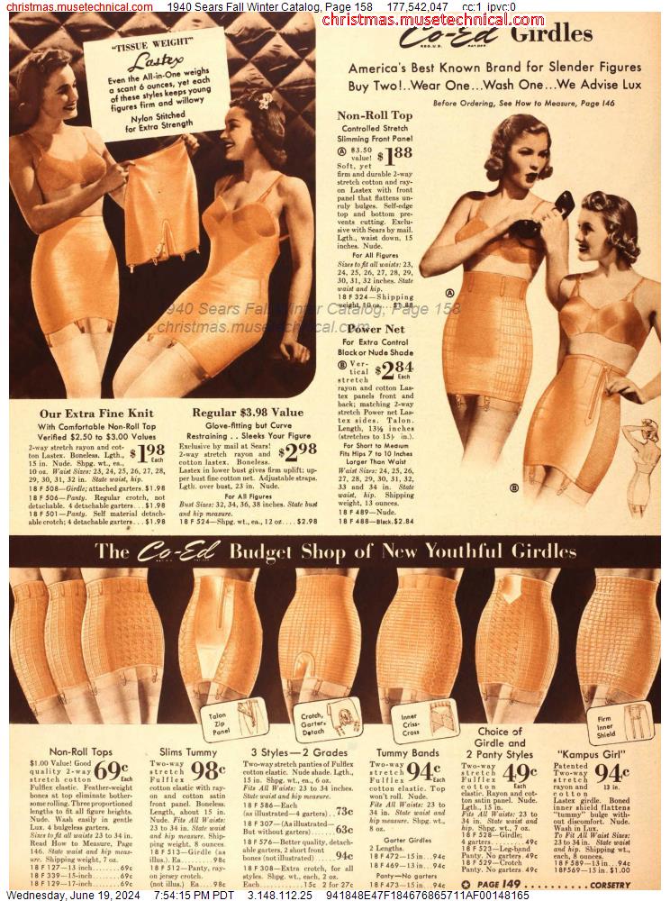 1940 Sears Fall Winter Catalog, Page 158